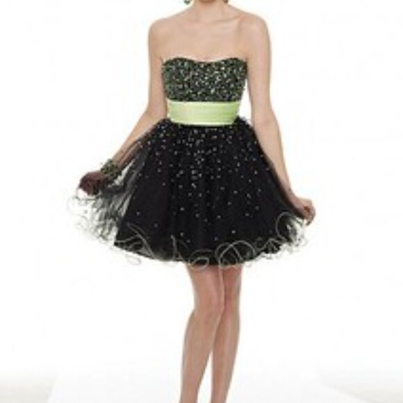 Mori Lee Tulle and Sequin Strapless Prom Dress - Picture 1 of 7